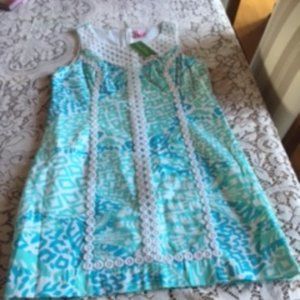 Lily Pulitzer NWT Mcfarlane Seaside Aqua women's shift dress size 8